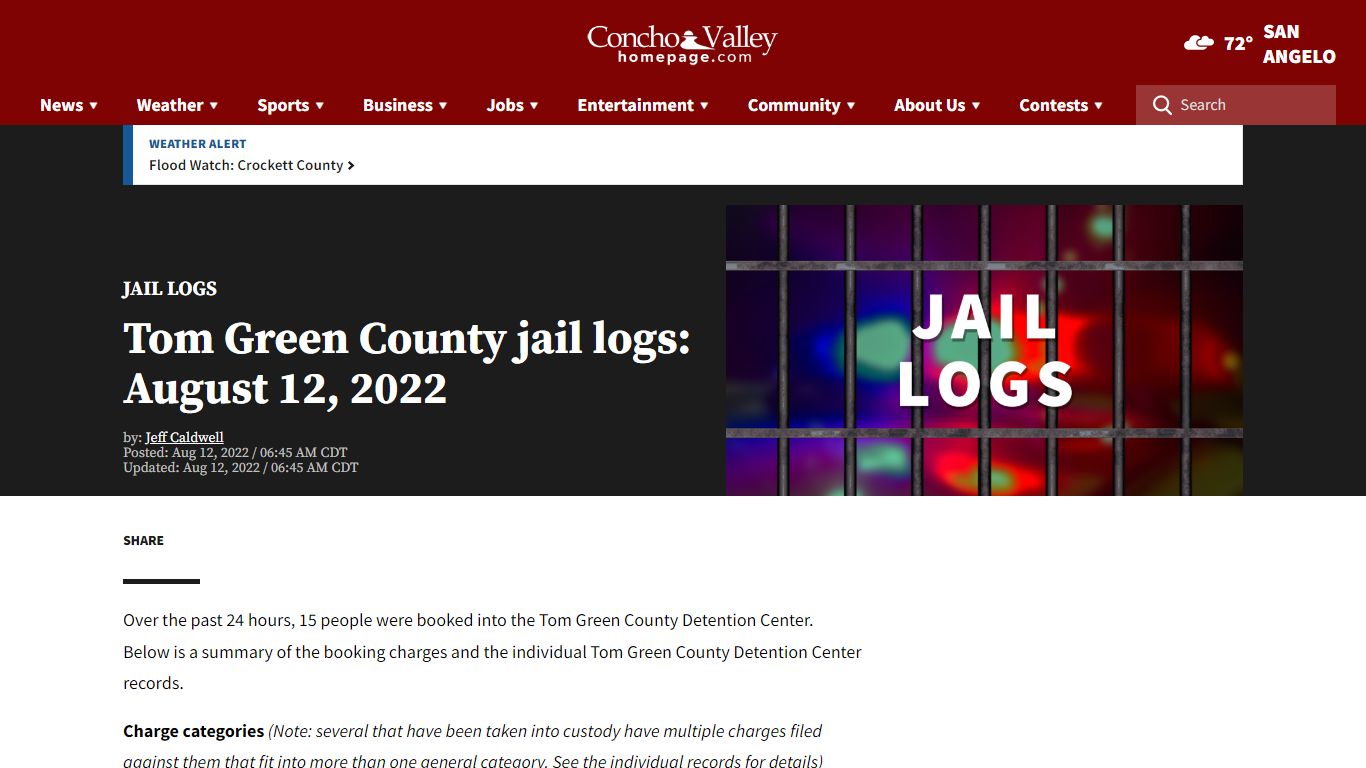 Tom Green County jail logs: August 12, 2022